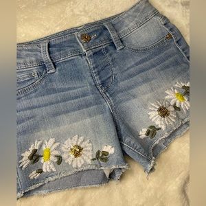Girls denim embroidered shorts